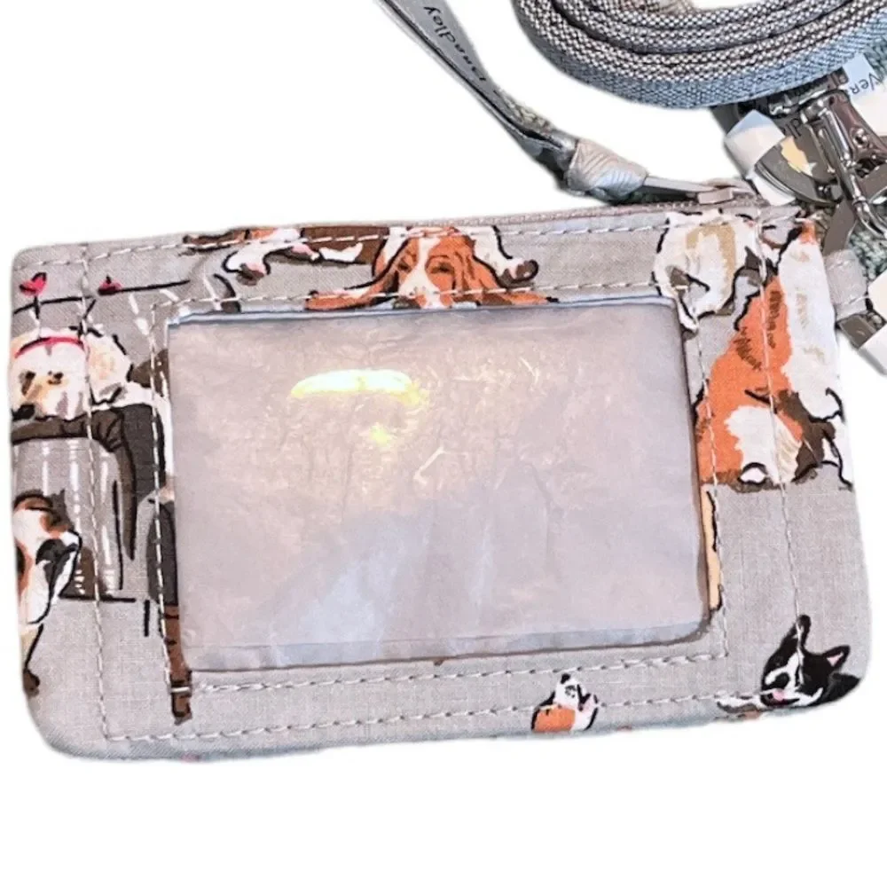 Vera Bradley Dog Show Zip ID and Lanyard Gray
